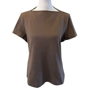 Large Kate Spade Saturday Brown Knit Square High Boat Neck Shirt